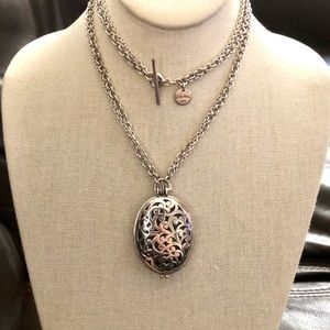 LOIS HILL Sterling Silver Quadruple Strand Double Sided Locket Toggle Necklace